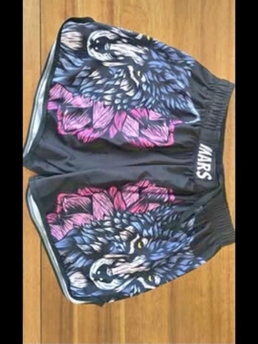 MARS Wolf & Floral Print BJJ Grappling / MMA Shorts - Size Small